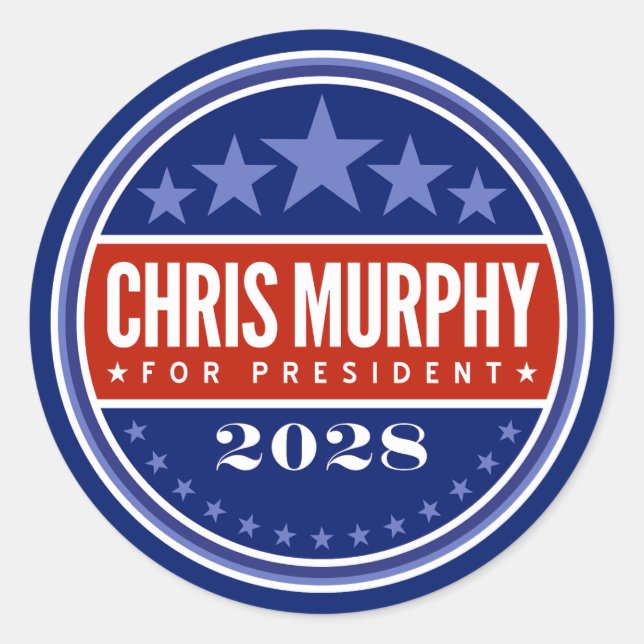 Pegatina Redonda Chris Murphy Presidente 2028 (Anverso)