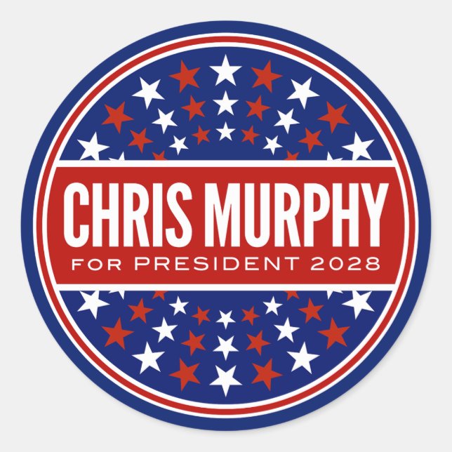 Pegatina Redonda Chris Murphy Presidente 2028 (Anverso)