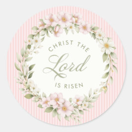 Pegatina Redonda Christ the Lord is Risen | Spring Flowers