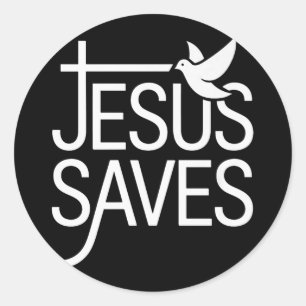 Pegatina Redonda Christan Jesus Saves Premium