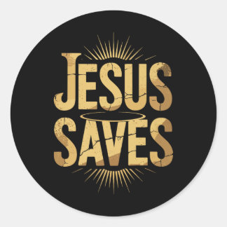 Pegatina Redonda Christan Jesus Saves Premium