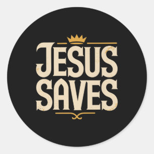 Pegatina Redonda Christan Jesus Saves Premium