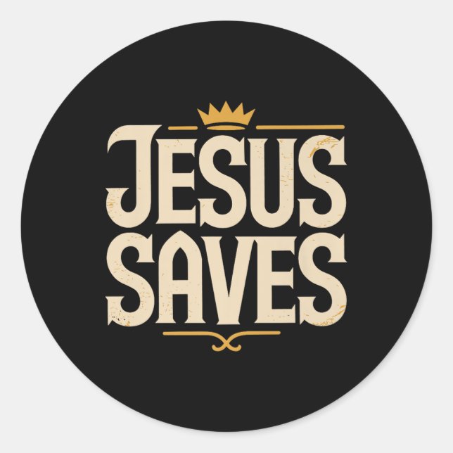 Pegatina Redonda Christan Jesus Saves Premium (Anverso)