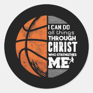 Pegatina Redonda Christian Basketball Love All Things I Can Do