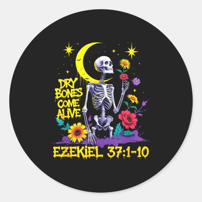 Pegatina Redonda Christian Bible Verse Dry Bones Come Alive Ezekiel (Anverso)