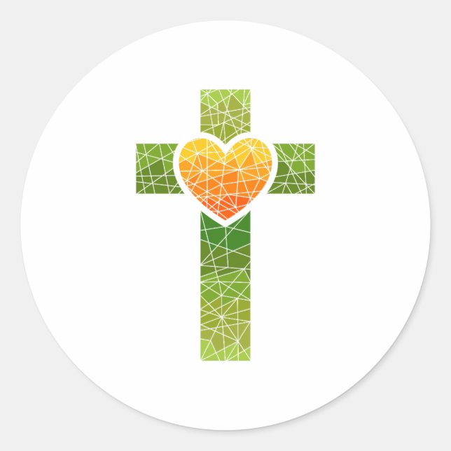 Pegatina Redonda Christian Cross (Anverso)