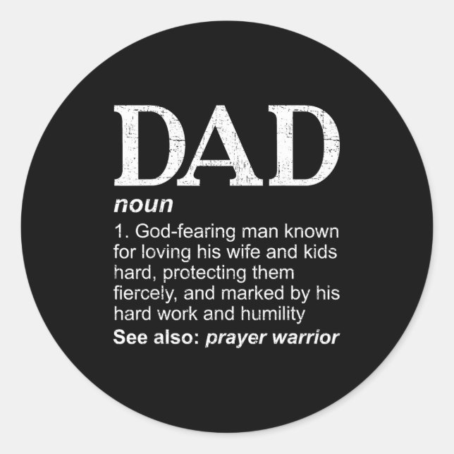 Pegatina Redonda Christian Dad Definition Fathers Day Dad  (Anverso)