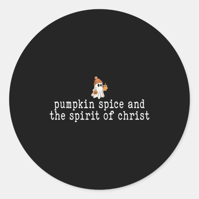Pegatina Redonda Christian Halloween Cute Ghost Pumpkin Sce Faith  (Anverso)