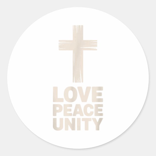 Pegatina Redonda Christian Love Peace Unity Day  (Anverso)