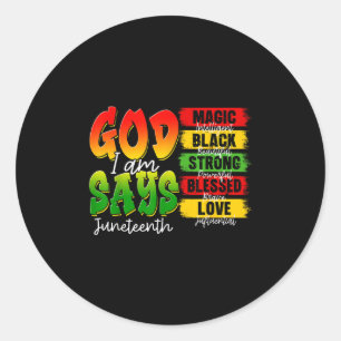 Pegatina Redonda Christian Melanin Black History God dice que soy J