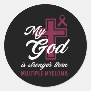 Pegatina Redonda Christian Mi Dios Es Más Fuerte Que El Mieloma Múl