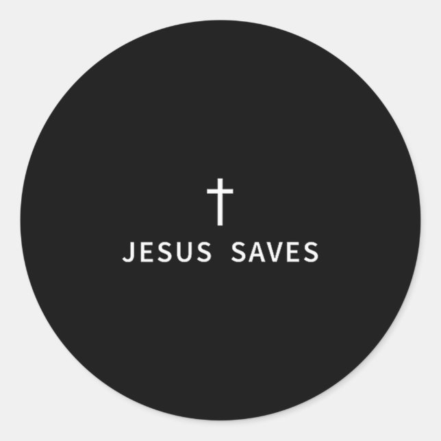 Pegatina Redonda Christian Minimal Cross Jesus Saves Religious Mode (Anverso)