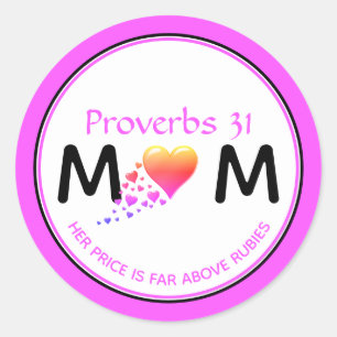 Pegatina Redonda Christian PROV 31 MOM Día de la Madre Multicorazón