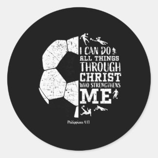 Pegatina Redonda Christian Soccer Faith Graphic Bible Verse Philipp