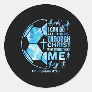 Pegatina Redonda Christian Soccer Faith Religious Women Kids Christ