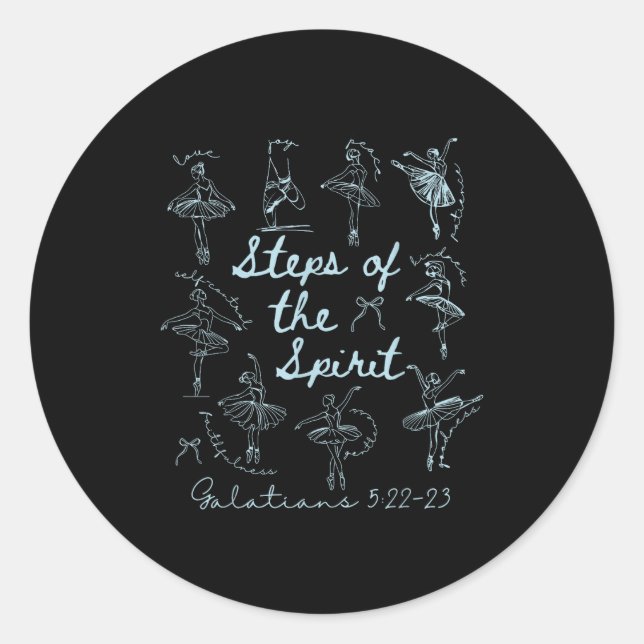 Pegatina Redonda Christian Steps Of Srit Bible Verse Ballet Dancer  (Anverso)