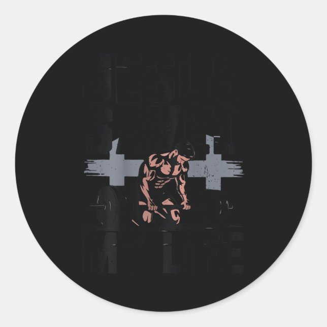 Pegatina Redonda Christian Workout Jesus Christ Saved My Life Gym G (Anverso)