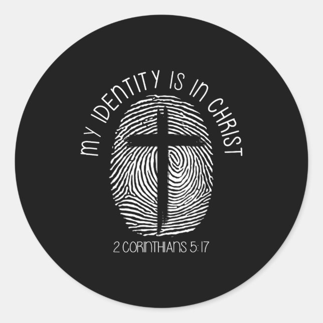 Pegatina Redonda Christians My Identity Is In Jesus Christ Bible Fa (Anverso)