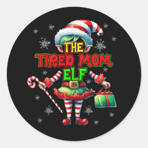 Pegatina Redonda Christm, grupo familiar de madres adultas con hijo