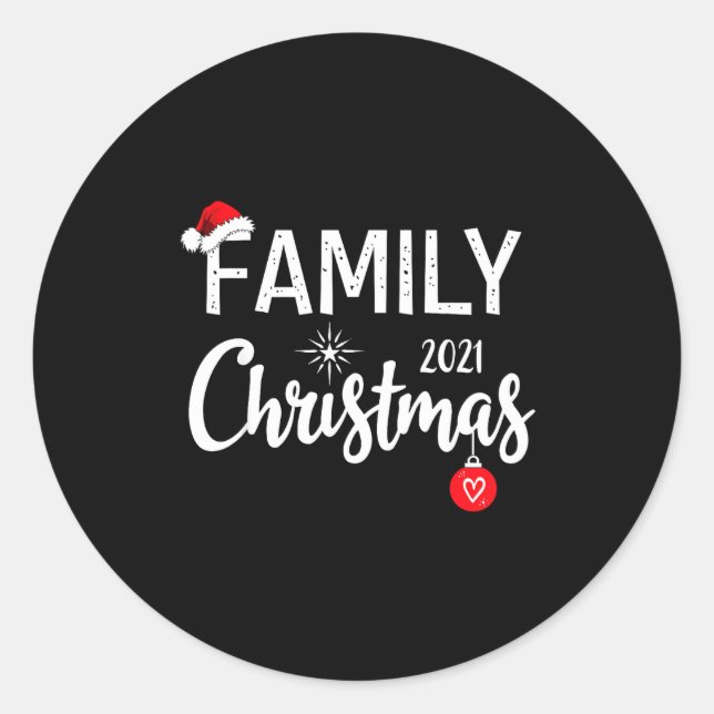 Pegatina Redonda Christmas 2021 Family Christmas 2021  (Anverso)