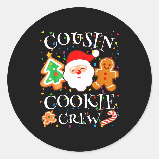 Pegatina Redonda Christmas 2025 Cousin Cookie Baking Crew Squad Fam (Anverso)