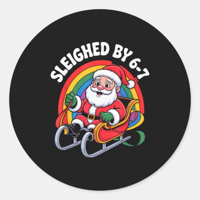 Pegatina Redonda Christmas 67 Funny Xmas Six Seven Ugly Sweater 6-7 (Anverso)