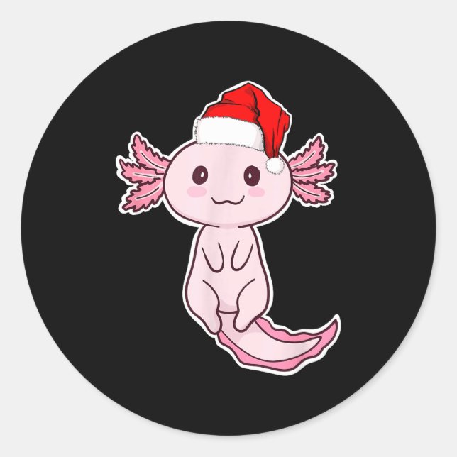 Pegatina Redonda Christmas Axolotl  (Anverso)
