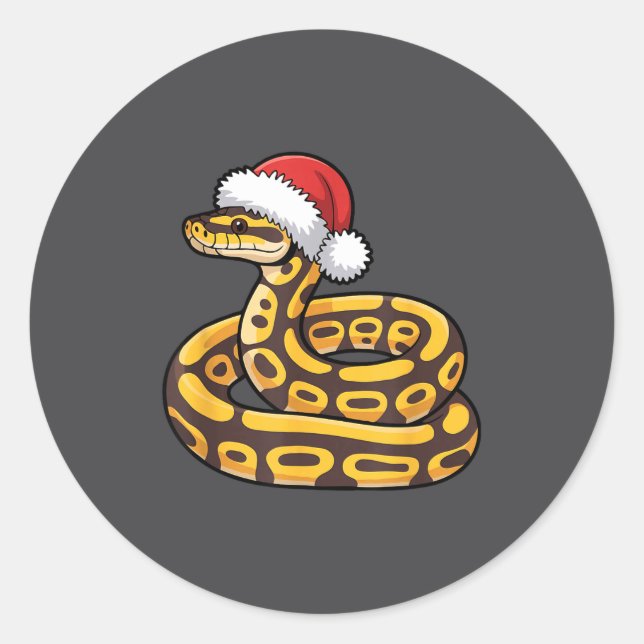 Pegatina Redonda Christmas Ball Python Ugly Xmas Sweater Snake Love (Anverso)