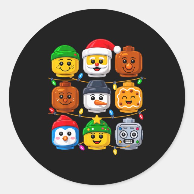 Pegatina Redonda Christmas Building Crew Costume Master Builder Blo (Anverso)