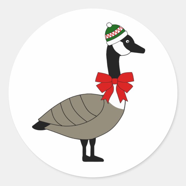 Pegatina Redonda Christmas Canadian Goose Stickers (Anverso)