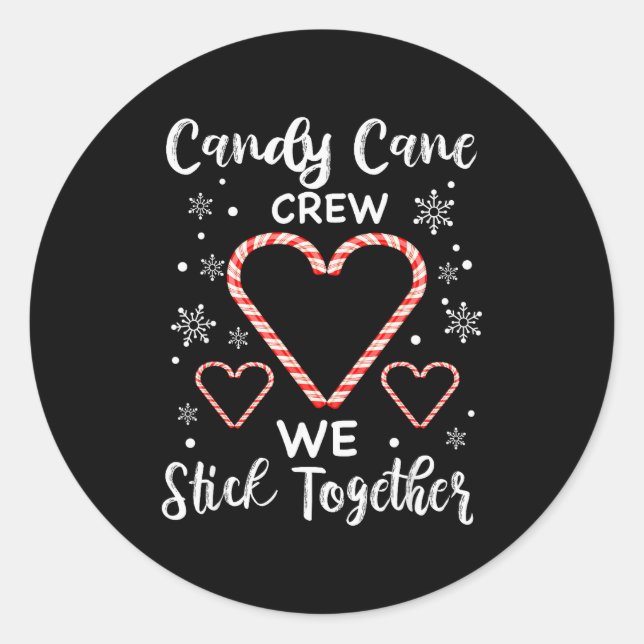 Pegatina Redonda Christmas Candy Cane Crew Heart Holiday Family Can (Anverso)