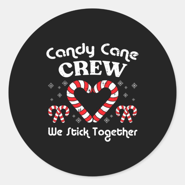 Pegatina Redonda Christmas Candy Cane Crew Stick Together Xmas Wome (Anverso)