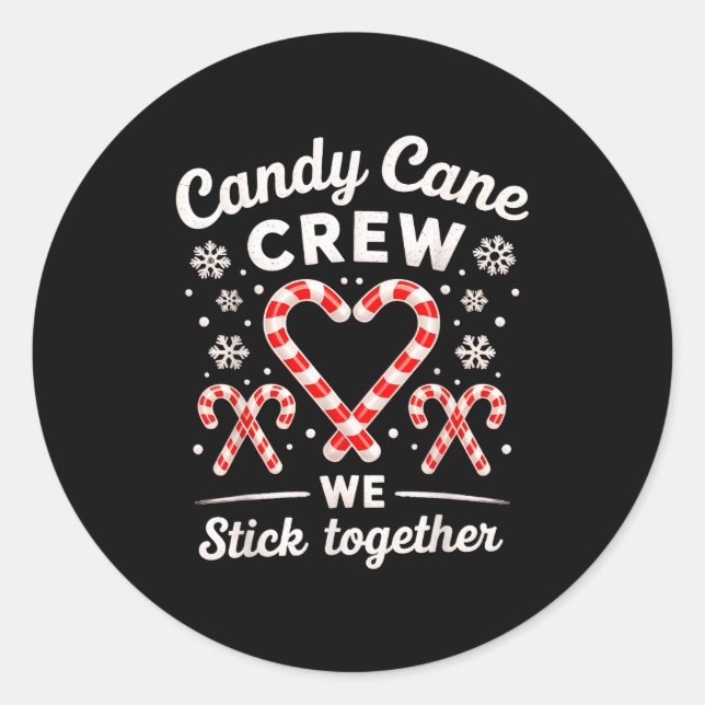 Pegatina Redonda Christmas Candy Cane Heart Holiday Family Matching (Anverso)