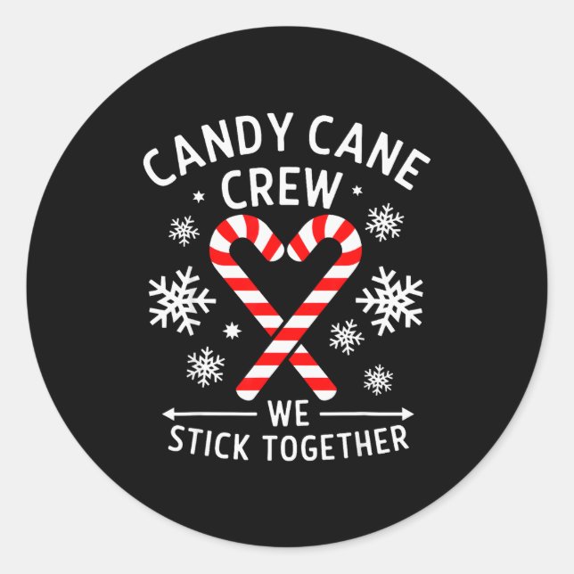 Pegatina Redonda Christmas Candy Cane Heart Holiday Family Matching (Anverso)