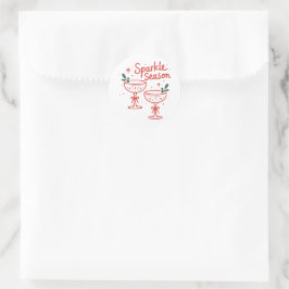 Pegatina Redonda Christmas Cocktails Sparkle Season 