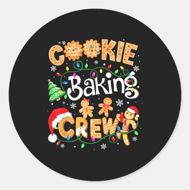 Pegatina Redonda Christmas Cookie Baking Crew Cookie Crew Family Ch (Anverso)