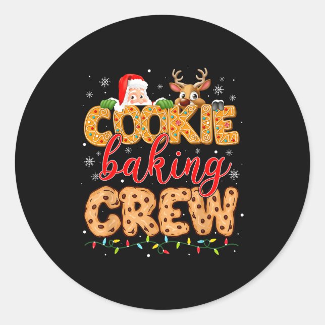 Pegatina Redonda Christmas Cookie Baking Crew Cookie Crew Family Ch (Anverso)