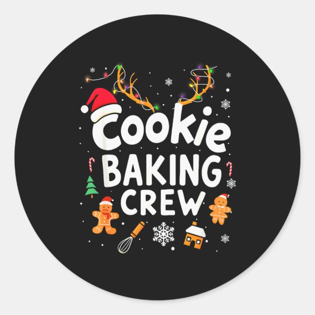 Pegatina Redonda Christmas Cookie Baking Crew Family Baking Team Fu (Anverso)