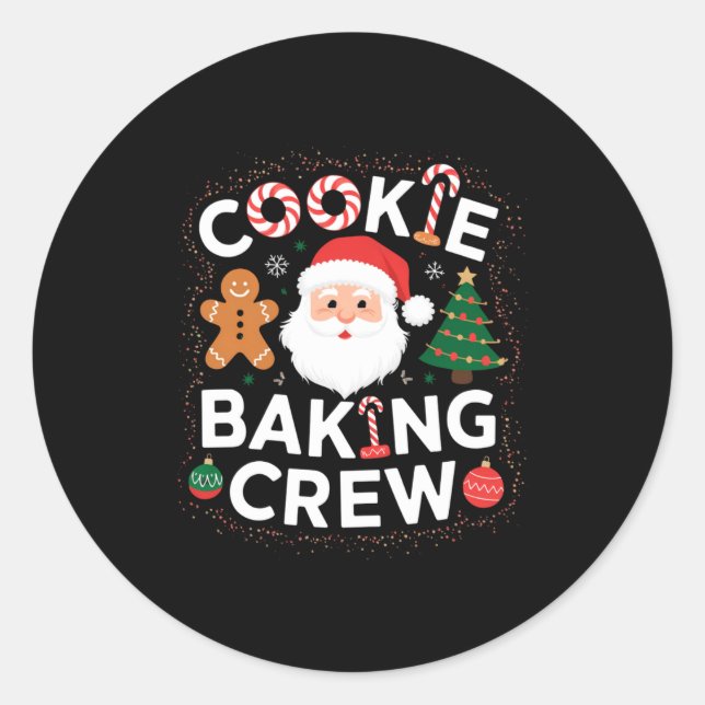 Pegatina Redonda Christmas Cookie Baking Crew Family Christmas Baby (Anverso)