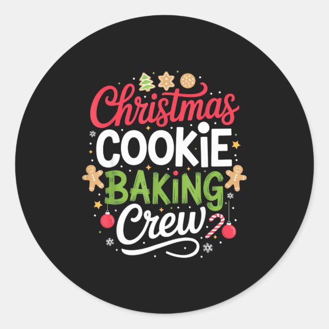 Pegatina Redonda Christmas Cookie Baking Crew Mom Funny Proud Holid (Anverso)