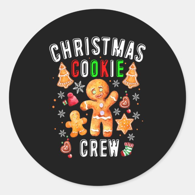 Pegatina Redonda Christmas Cookie Crew Baking Team New Xmas Bakers  (Anverso)