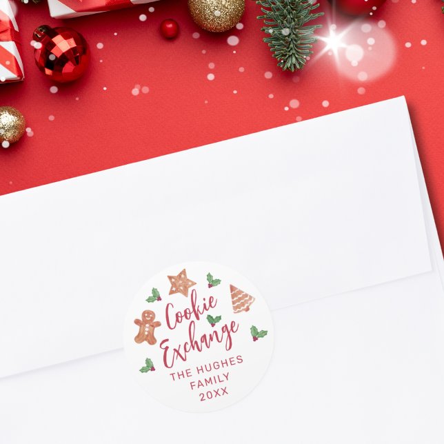 Pegatina Redonda Christmas Cookie Exchange Party (Subido por el creador)