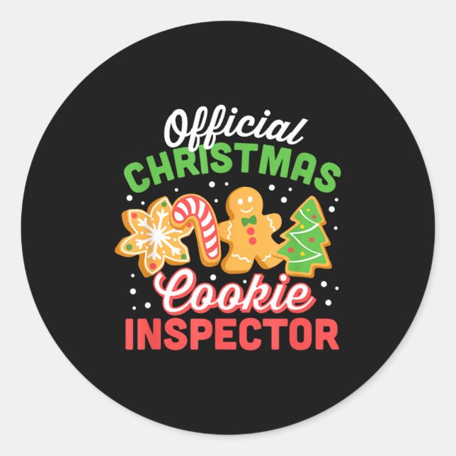 Pegatina Redonda Christmas Cookie Inspector Dad  (Anverso)