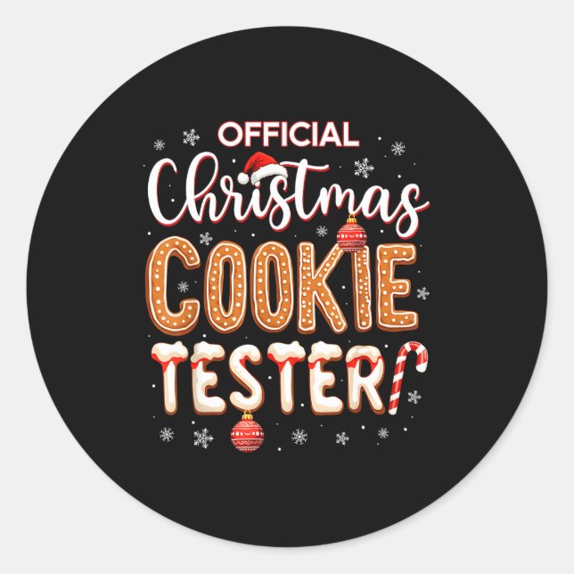 Pegatina Redonda Christmas Cookie Tester Taster Baking Crew Toddle  (Anverso)