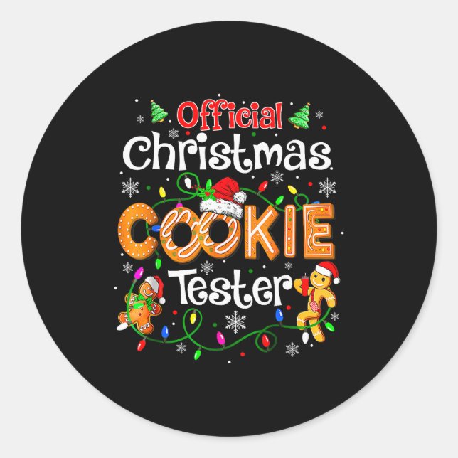 Pegatina Redonda Christmas Cookie Tester Taster Baking Crew Toddle  (Anverso)