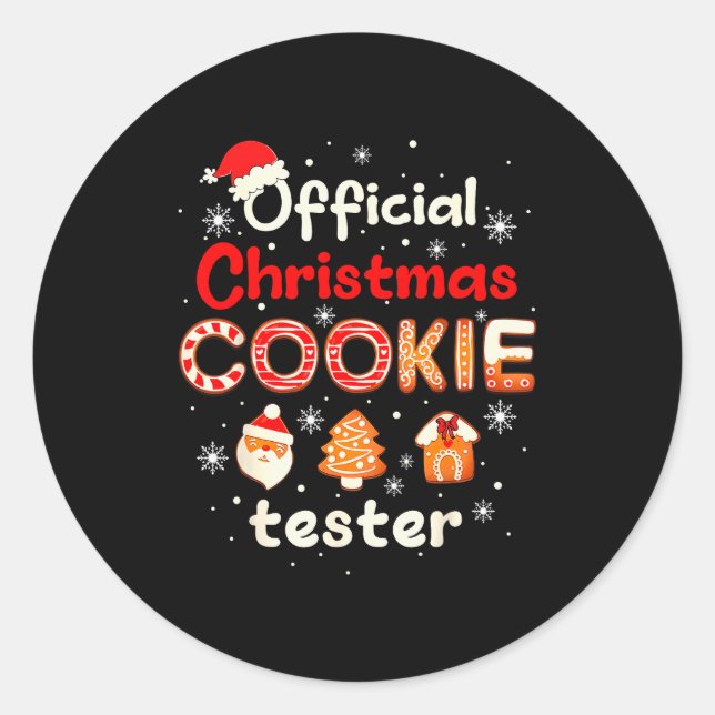 Pegatina Redonda Christmas Cookie Tester Taster Baking Crew Toddler (Anverso)