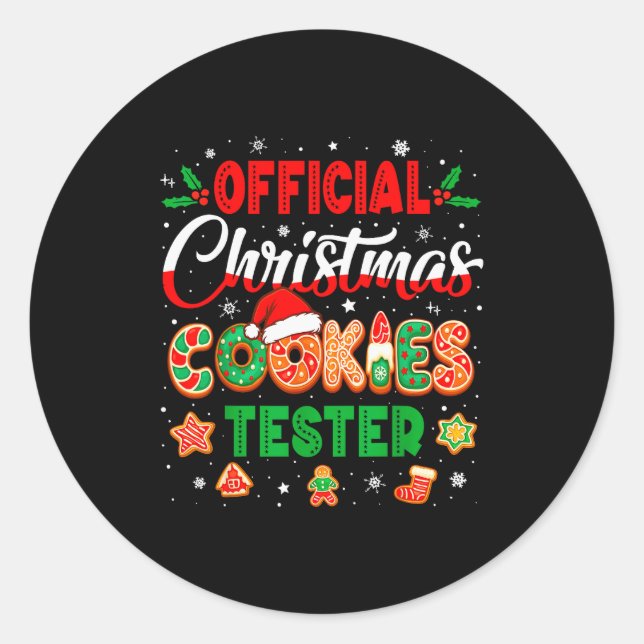 Pegatina Redonda Christmas Cookie Tester Taster Baking Crew Toddler (Anverso)