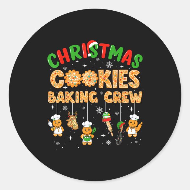 Pegatina Redonda Christmas Cookies Baking Crew Funny Cookie Family  (Anverso)