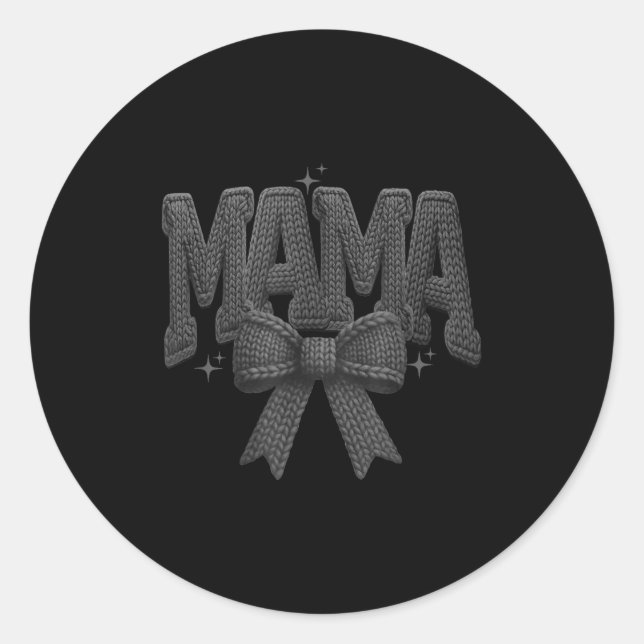 Pegatina Redonda Christmas Coquette Bow Yarn,retro Christmas Mama,m (Anverso)