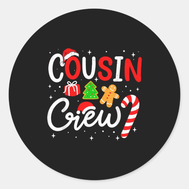 Pegatina Redonda Christmas Cousin Crew Candy Cane Family Matching H (Anverso)